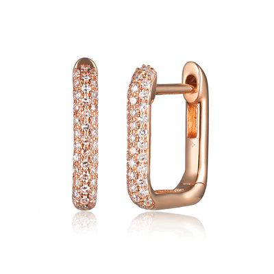 14k gold diamond square huggies