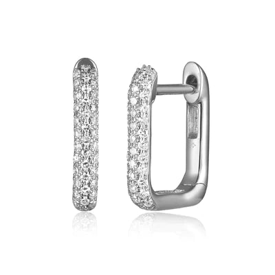 14k gold diamond square huggies