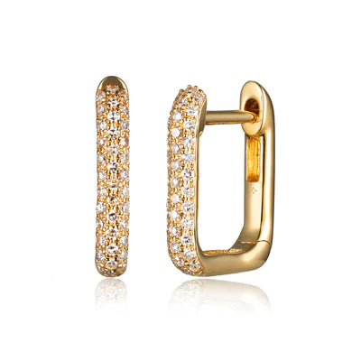 14k yellow gold diamond square huggies