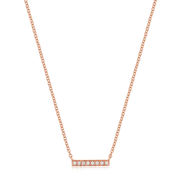 14k gold diamond small bar necklace