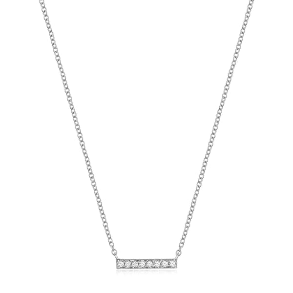 14k gold diamond small bar necklace