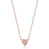 14k gold small diamond heart necklace