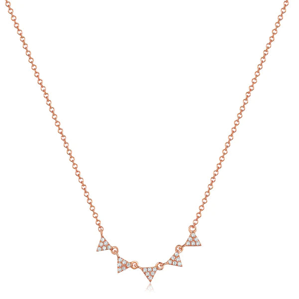 14k gold 5 diamond triangle necklace