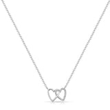14k gold diamond double heart necklace