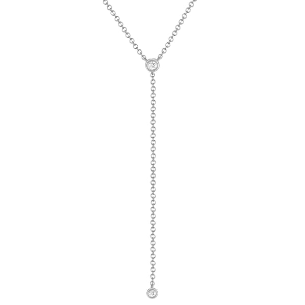 14k gold diamond bezel drop necklace
