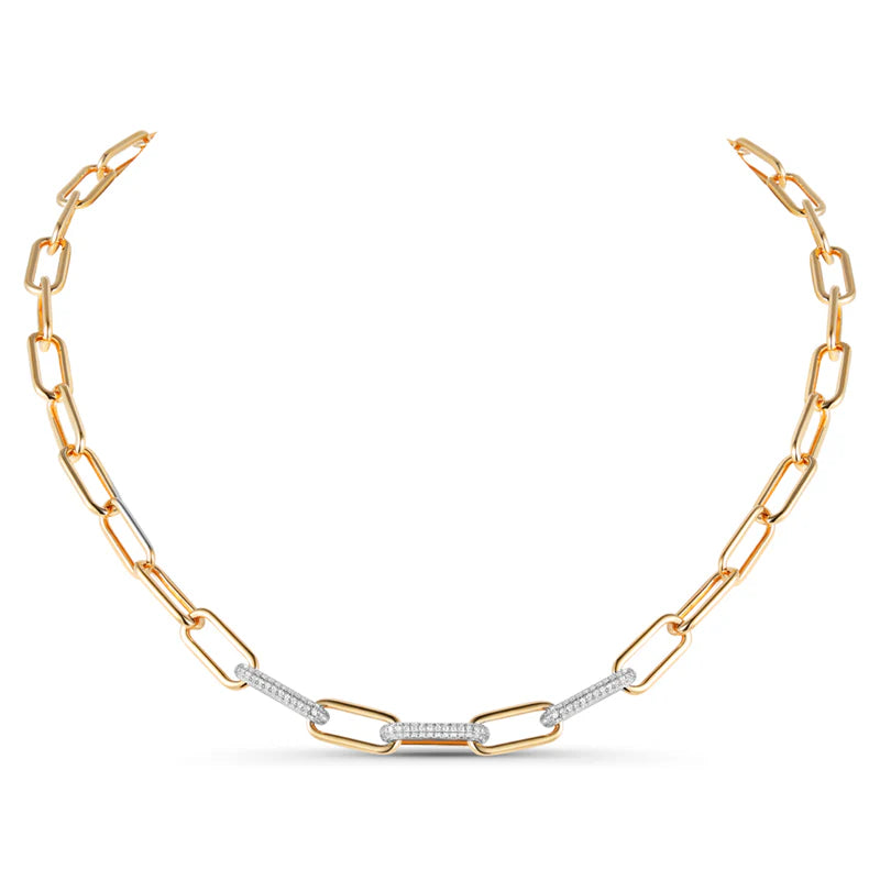 14k gold diamond paperclip necklace