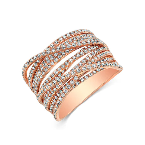 14k gold diamond criss cross ring