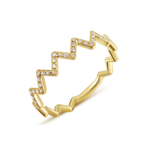 14k gold diamond zig zag band