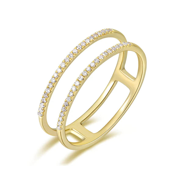 14k gold diamond double band ring