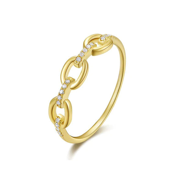 14k gold diamond chain ring