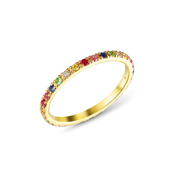 14k yellow gold semi precious rainbow band