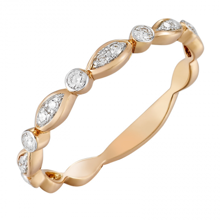 14k gold marquis and round diamond band