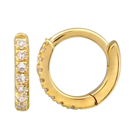 14k gold diamond 7mm huggies