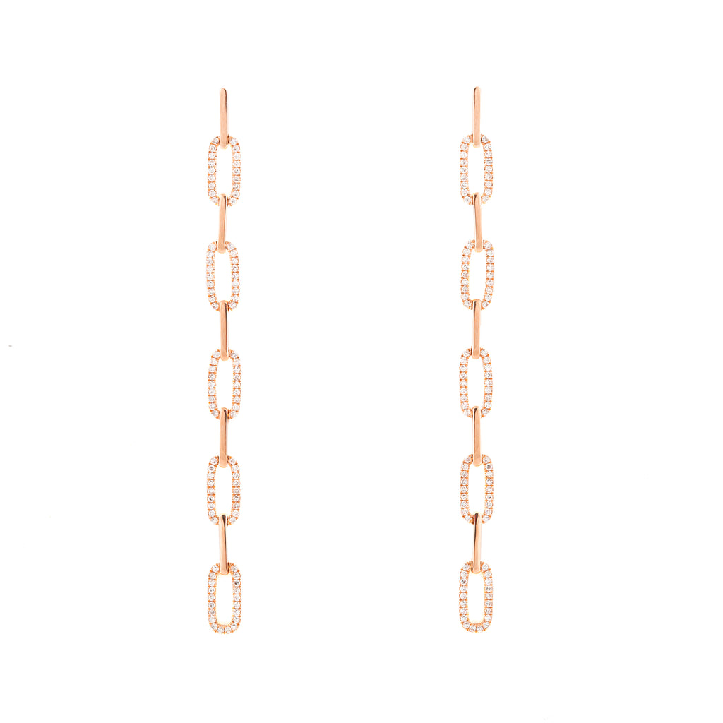 14k gold diamond chain link drops with post