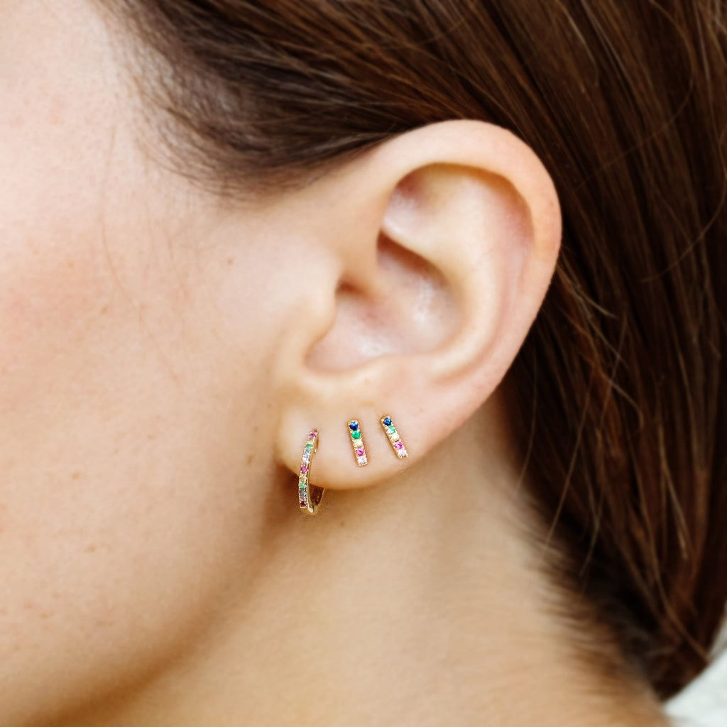 14k gold rainbow huggies - 9MM