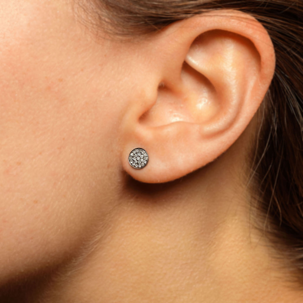 14k gold and diamond flat disk posts