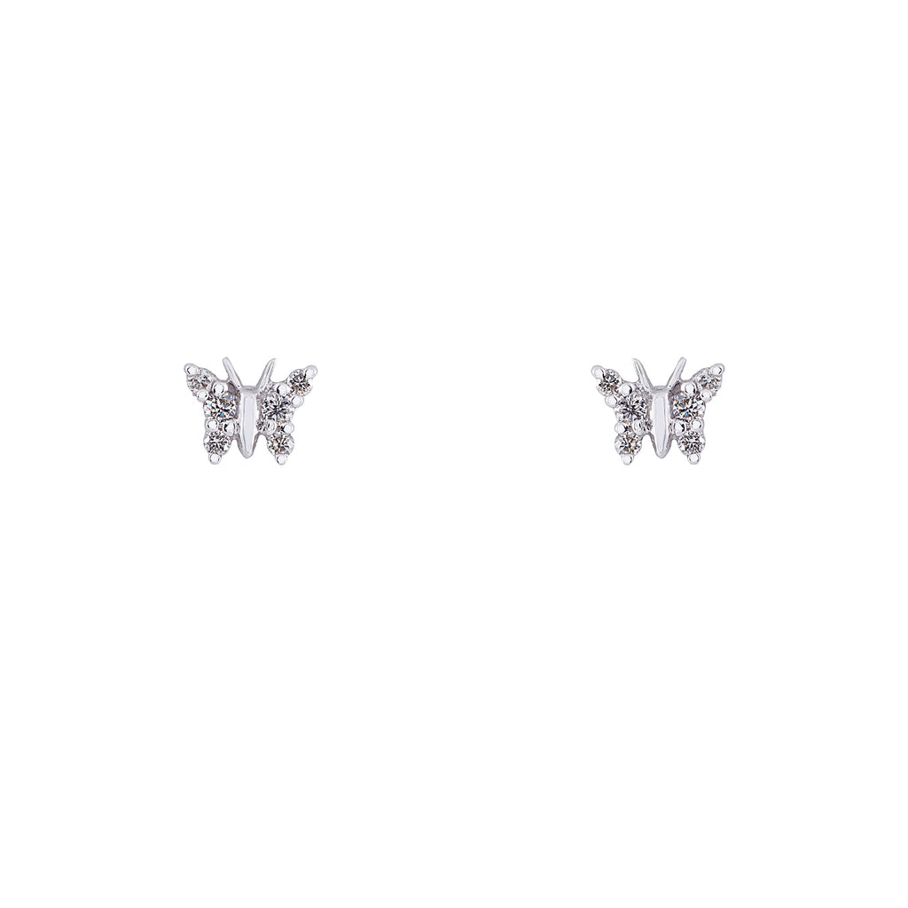 14k gold and diamond butterfly studs