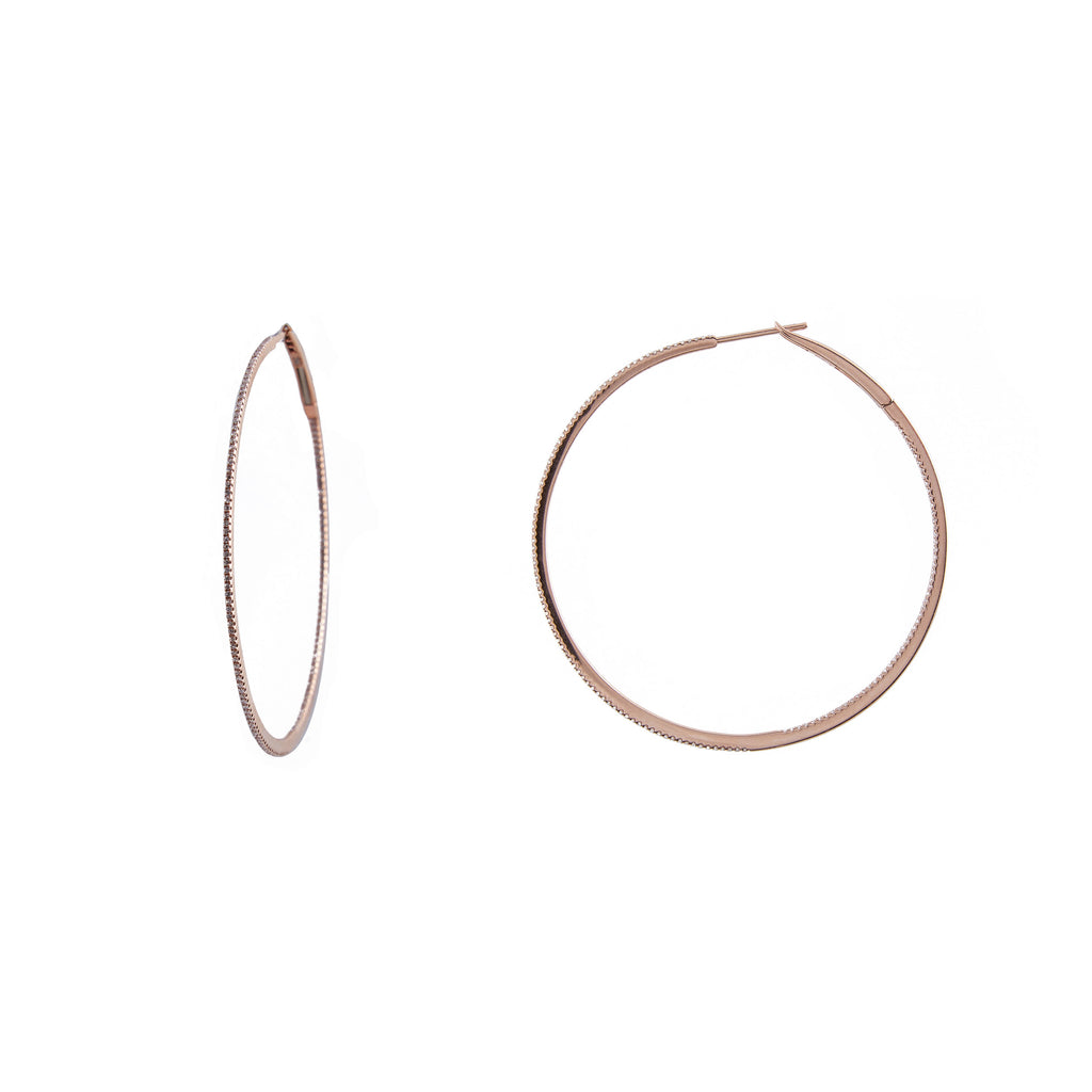 14k gold 2" diamond hoops