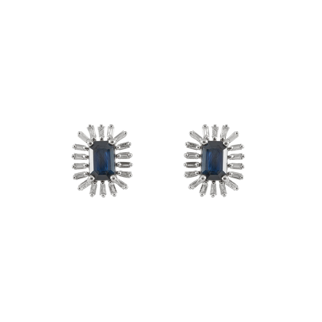 14k white gold diamond sapphire fancy posts
