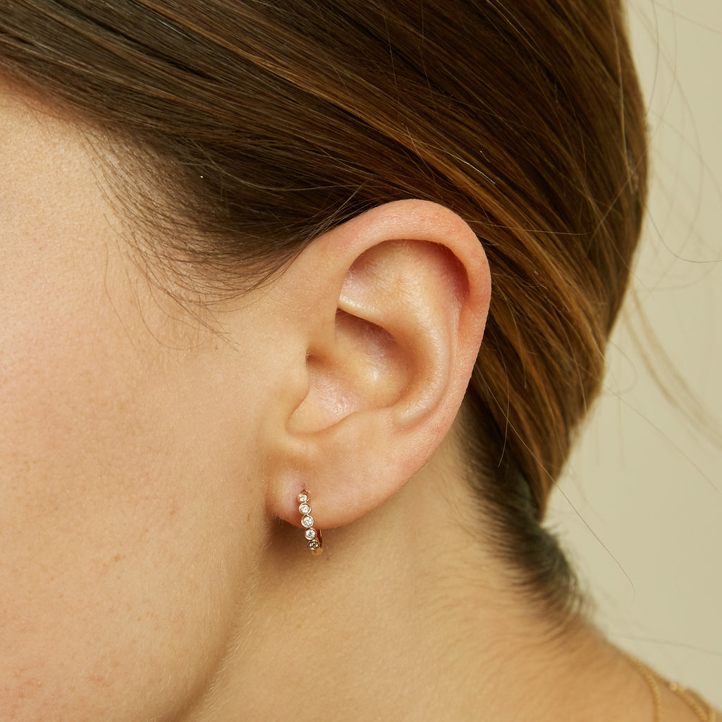 14k gold 5 bezel diamond baby huggies