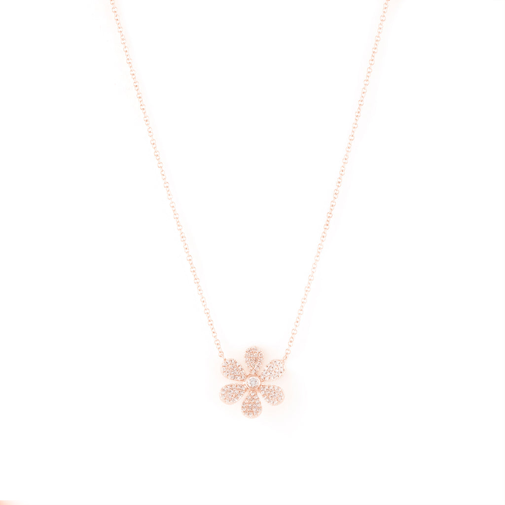 14k diamond gold diamond daisy necklace