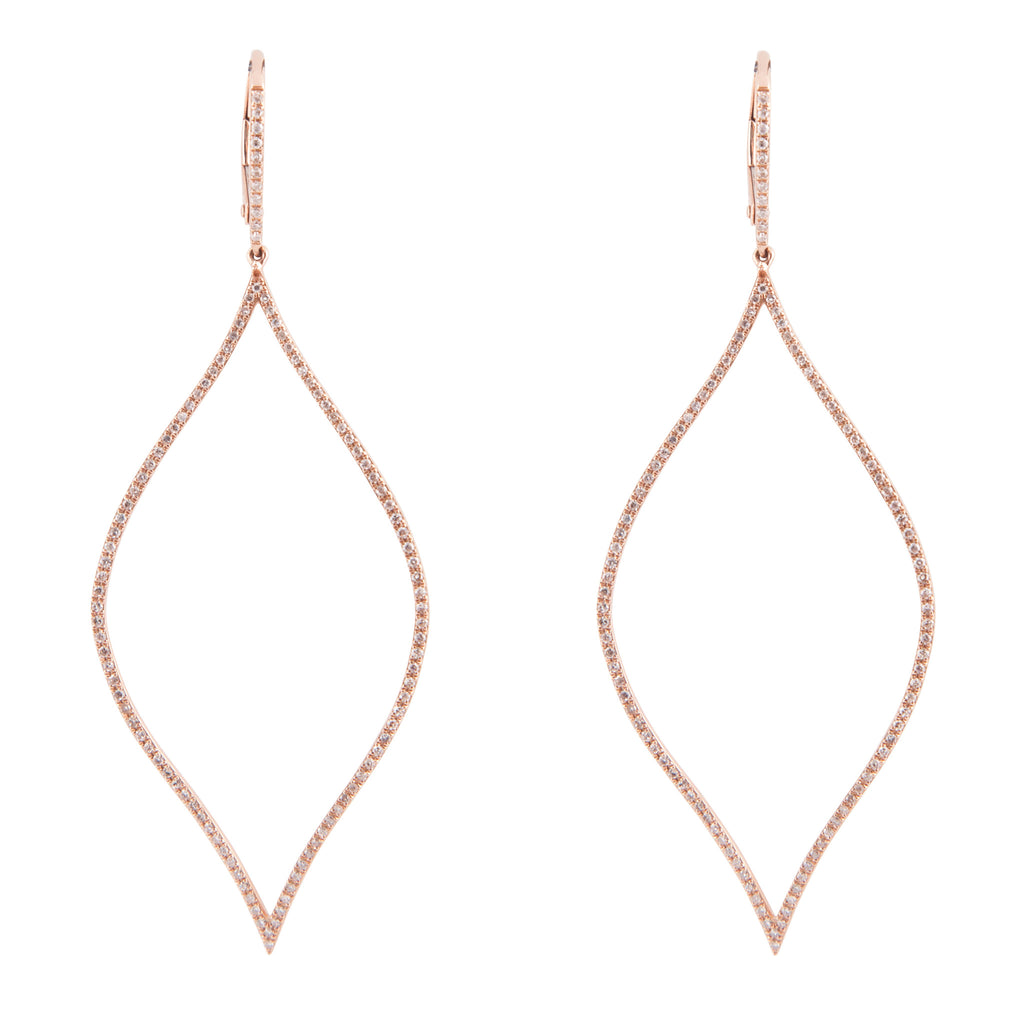 14k gold and diamond organic teardrop earrings
