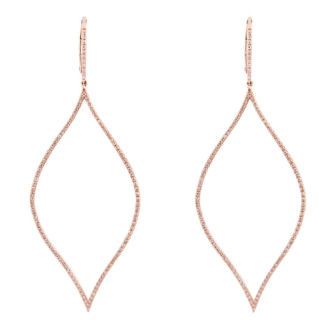 14k gold and diamond organic teardrop earrings