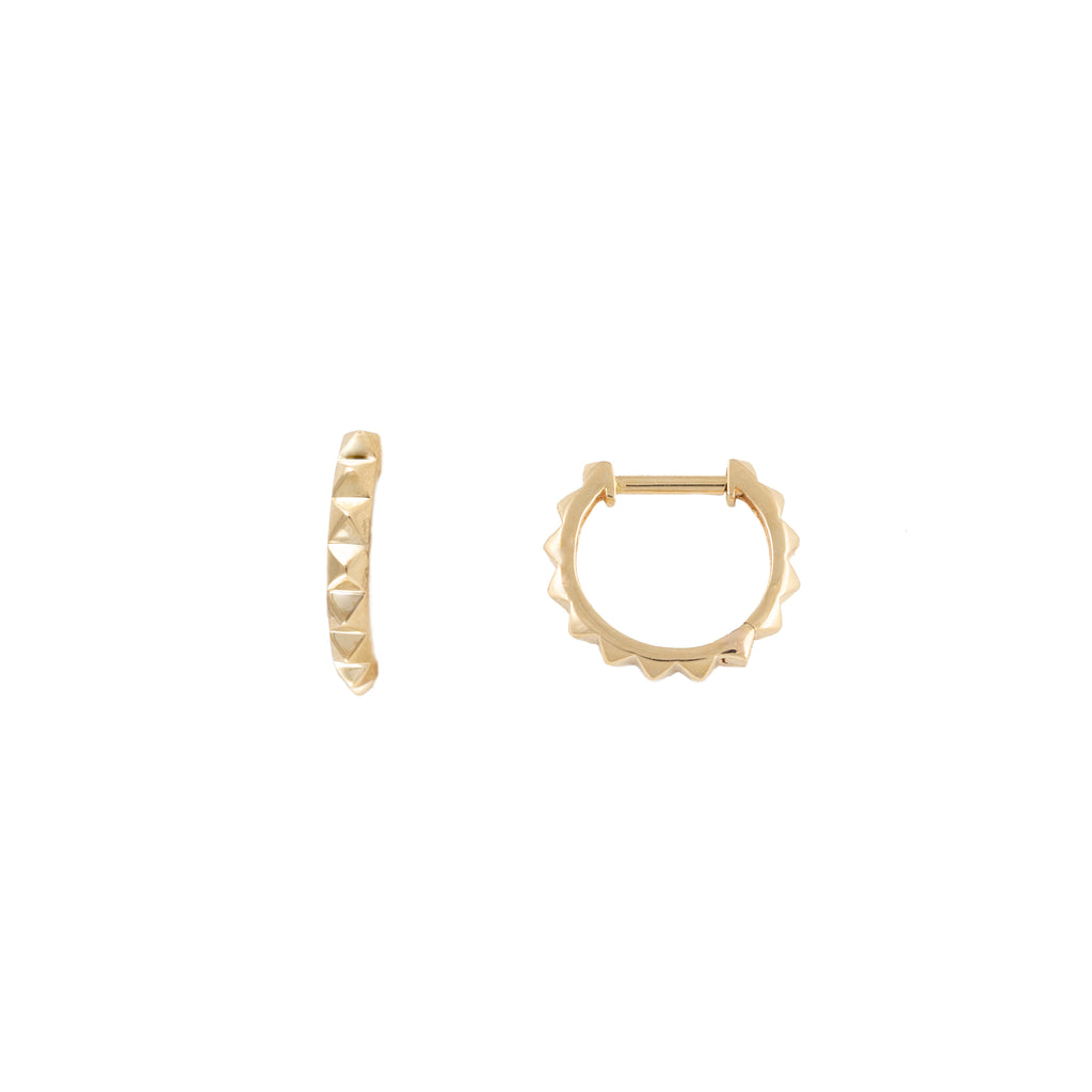 14k yellow gold pyramid huggies