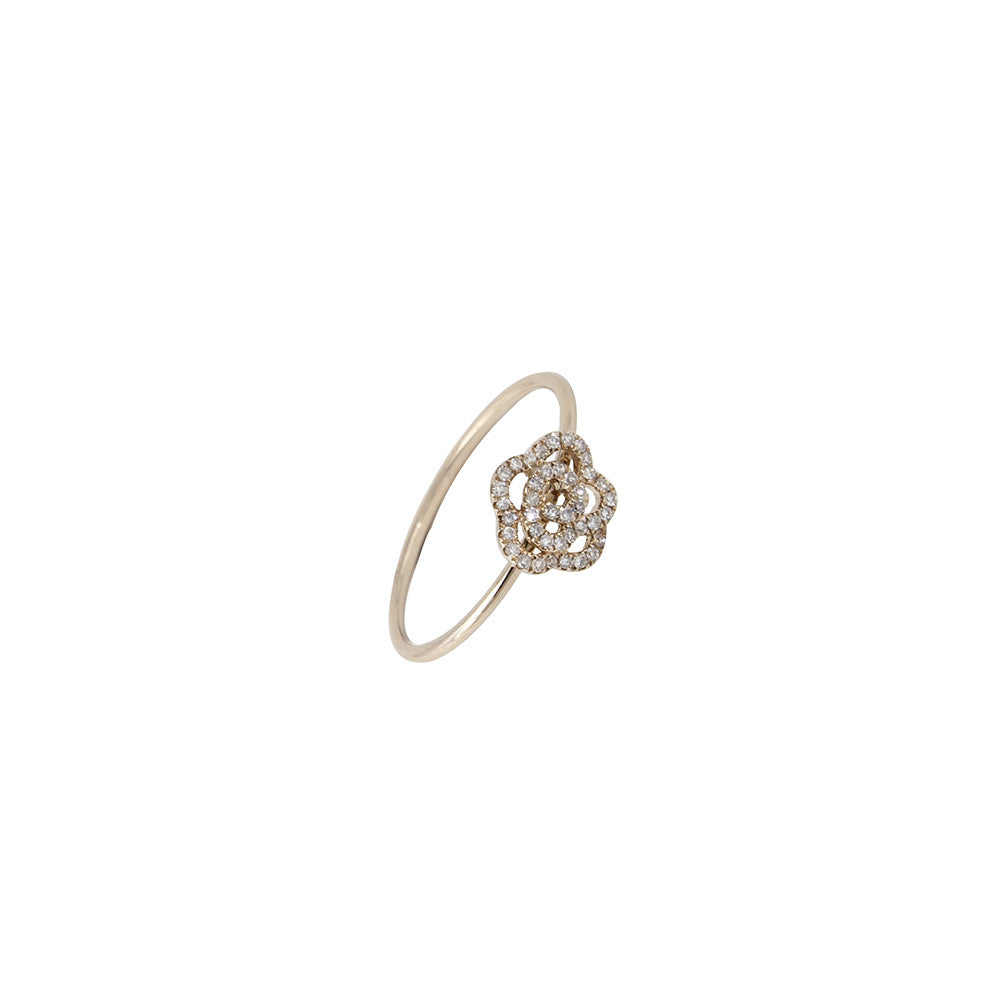 14k yellow gold diamond rosette ring size 6.5