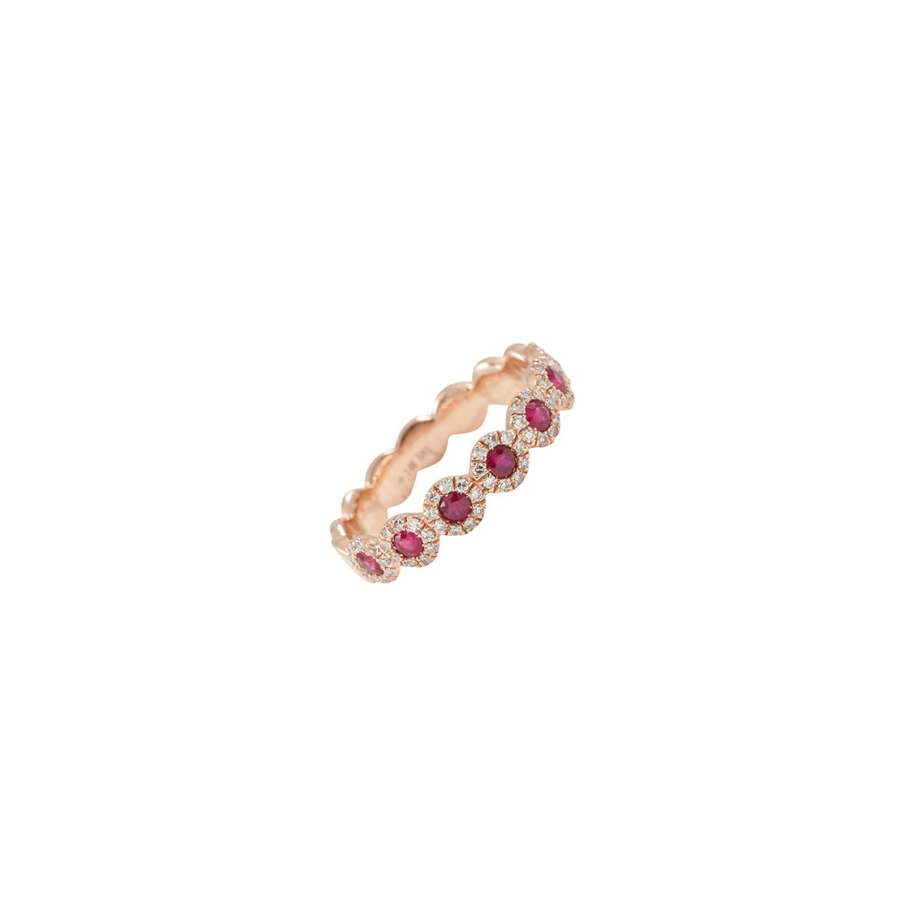 14k rose gold diamond ruby band size 6