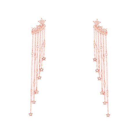 14k black rhodium diamond baguette hanging open triangle earrings