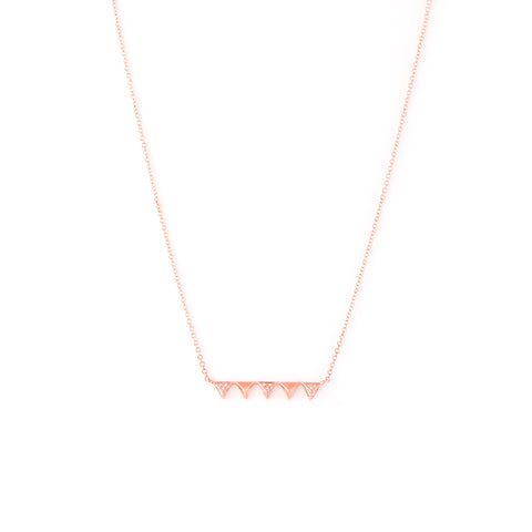 14k gold diamond triangle pyramid bar necklace