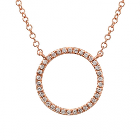 14k gold diamond medium circle necklace