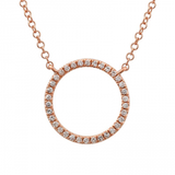 14k gold diamond medium circle necklace