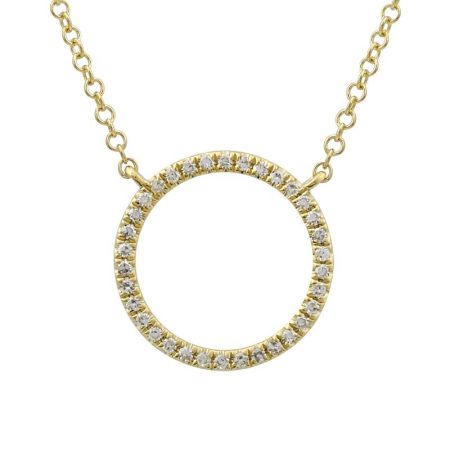 14k gold diamond medium circle necklace