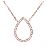14k gold diamond open pear necklace