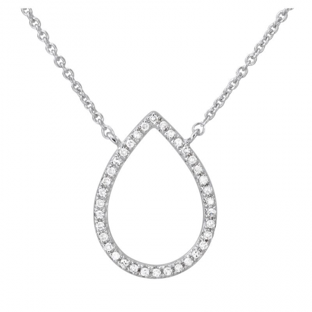 14k gold diamond open pear necklace