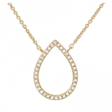 14k gold diamond open pear necklace