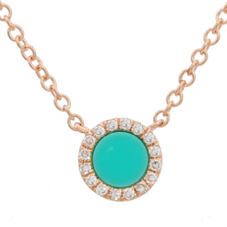 14k gold diamond turquoise circle necklace