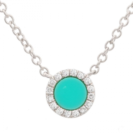 14k gold diamond turquoise circle necklace