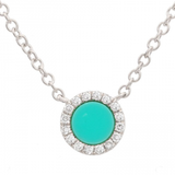 14k gold diamond turquoise circle necklace