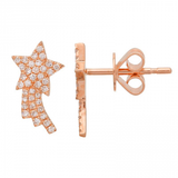 14k gold diamond shooting star studs