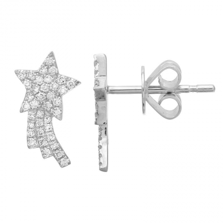 14k gold diamond shooting star studs