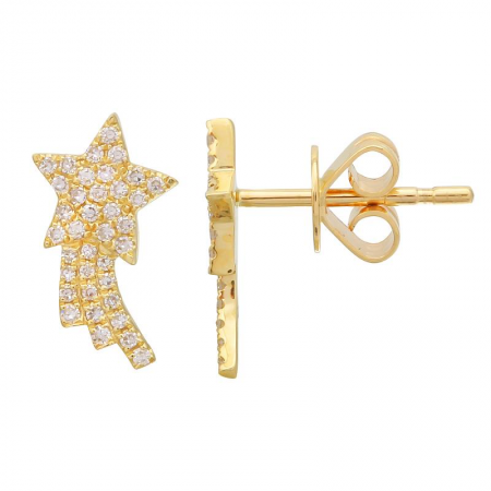 14k gold diamond shooting star studs