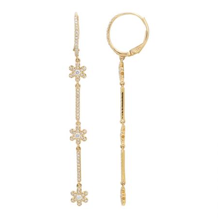 14k gold diamond daisy drops