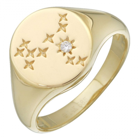 14k yellow gold diamond signet pinky ring