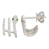 14k gold diamond and emerald snake lobe posts