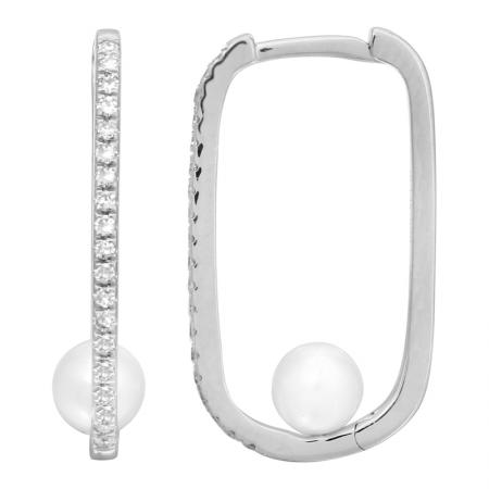 14k gold diamond and pearl earrings