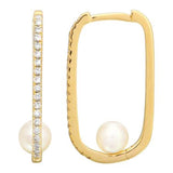 14k gold diamond and pearl earrings