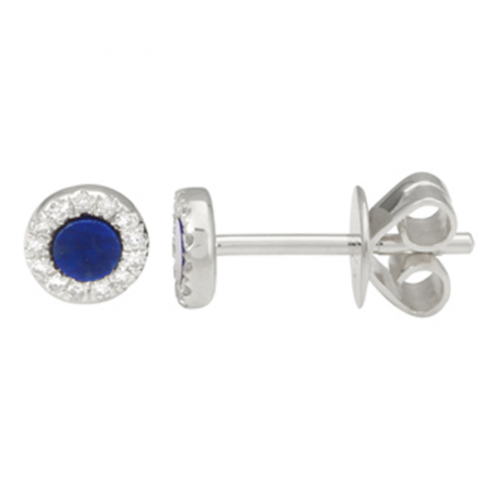 14k gold lapis circle posts